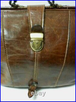 Vintage Old Angler Italian Leather Doctor's Bag / Travel Bag Very Nice
