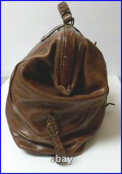Vintage Old Angler Italian Leather Doctor's Bag / Travel Bag Very Nice