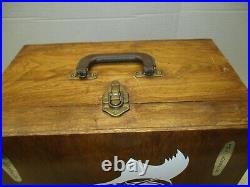 Vintage Old Antique Custom Wood Fishing Tackle Box Very Nice