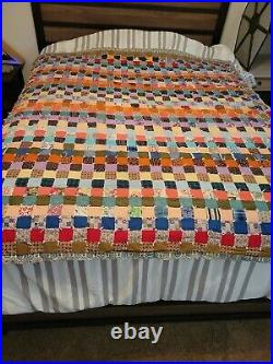 Vintage Patchwork Quilt/Very Nice/Hand quilted/ 70X64