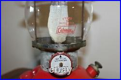 Vintage Red Coleman Lantern 200A With Original Pyrex Globe 4/1971 Very Nice