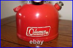 Vintage Red Coleman Lantern 200A With Original Pyrex Globe 4/1971 Very Nice