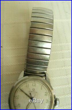 Vintage Stainless Steel Omega Wind Up Wrist Watch Very Nice
