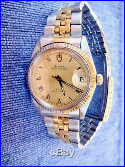 Vintage Tudor by ROLEX 2 Tone, 34mm, Gold Dial, VERY NICE, 9 on 10