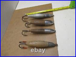 Vintage Tuna Lures 4- Very Old Cedar Plugs Very Nice Rare