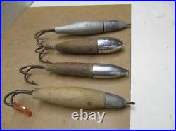 Vintage Tuna Lures 4- Very Old Cedar Plugs Very Nice Rare