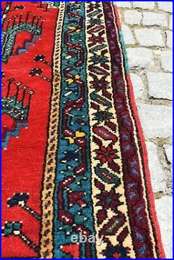 Vintage Turkish Rug 2'6 x 4'6 ft Anatolian Konia Rug Natural Wool Handmade Rug