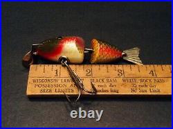 Vintage Wooden Fishing Lure (Creek Chub Baby Wiggle Fish) Very Nice