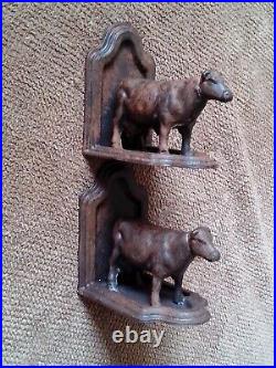 Vintage/antique Solid Cast Iron Pair Of Cow Bookends, Very Nice