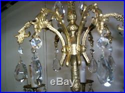 Vintage made In Spain Brass 8 Arm 8 Light Chandelier Very Nice