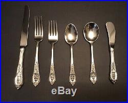 Wallace Rose Point Sterling Silver Flatware Set 6 Place Settings(Very Nice Set)