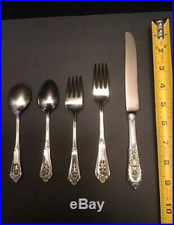 Wallace Rose Point Sterling Silver Flatware Set 6 Place Settings(Very Nice Set)