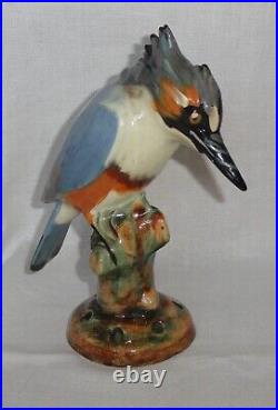 Weller Pottery 9 Kingfisher Bird Flower Frog Figurine 1915 Antique Very Nice