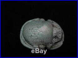 Zurqieh Very Nice Large Ancient Faience Button Scarab, 600 B. C